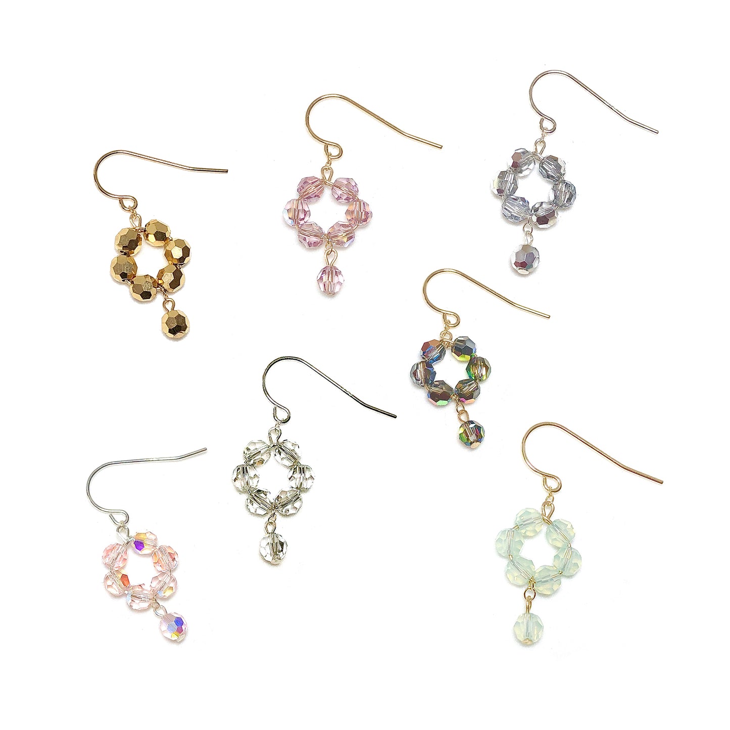European Crystal Dainty 'Flower' Dangle Earrings (Select Color) Vitrail