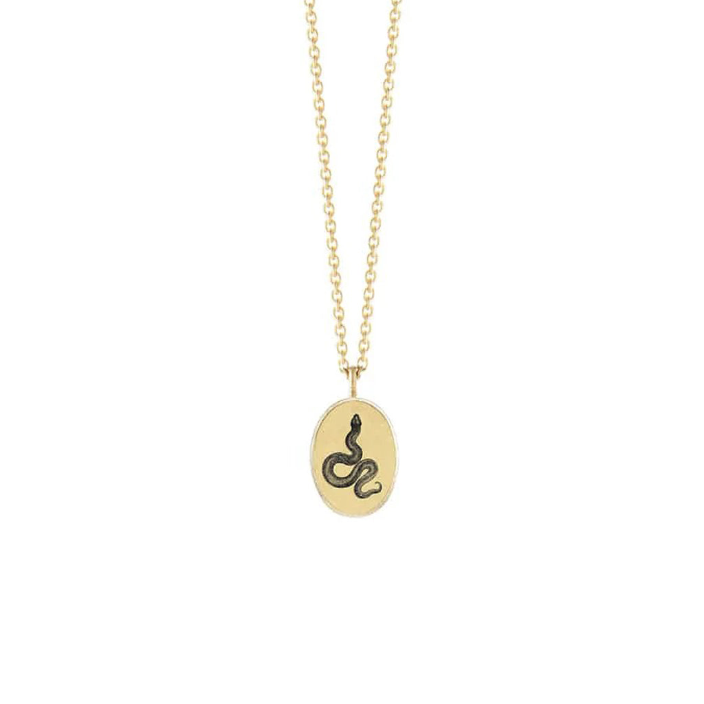 Gold Vermeil Graphic Pendant Necklace - Serpent