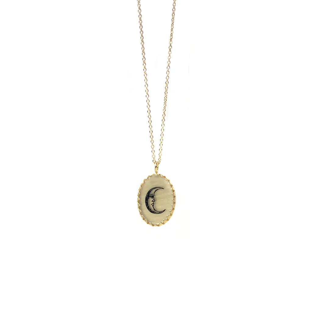 Victoria Gold Vermeil Graphic Pendant Necklace - Moon