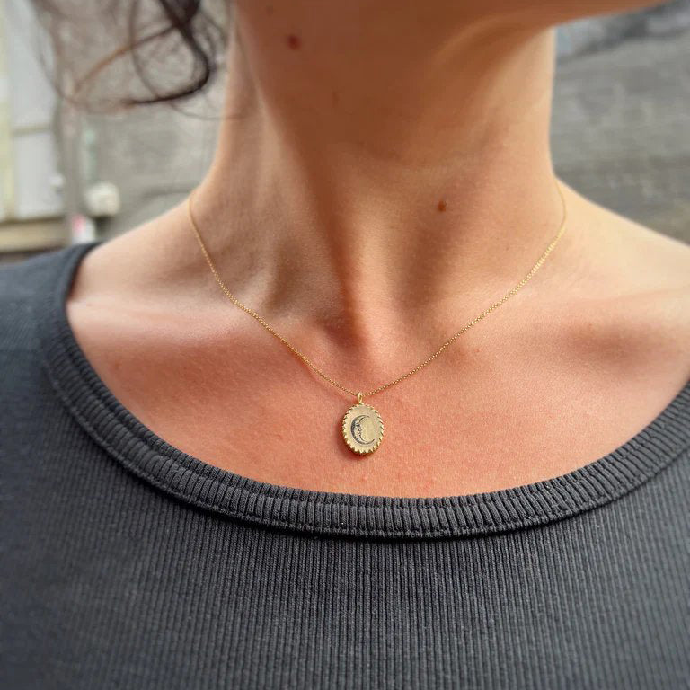 Victoria Gold Vermeil Graphic Pendant Necklace - Moon