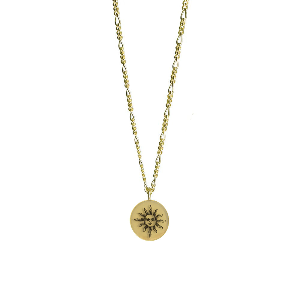 Figaro Gold Vermeil Graphic Pendant Necklace - Sun