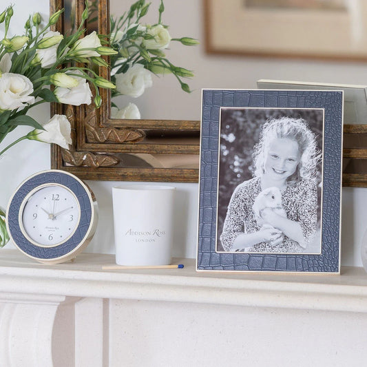 5x7 Faux Croc + Silver Picture Frame - Blue