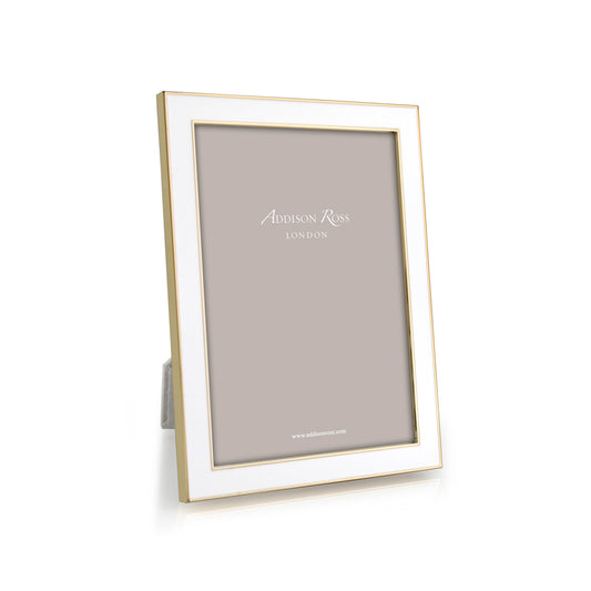 4x6 Enamel + Gold Picture Frame - White