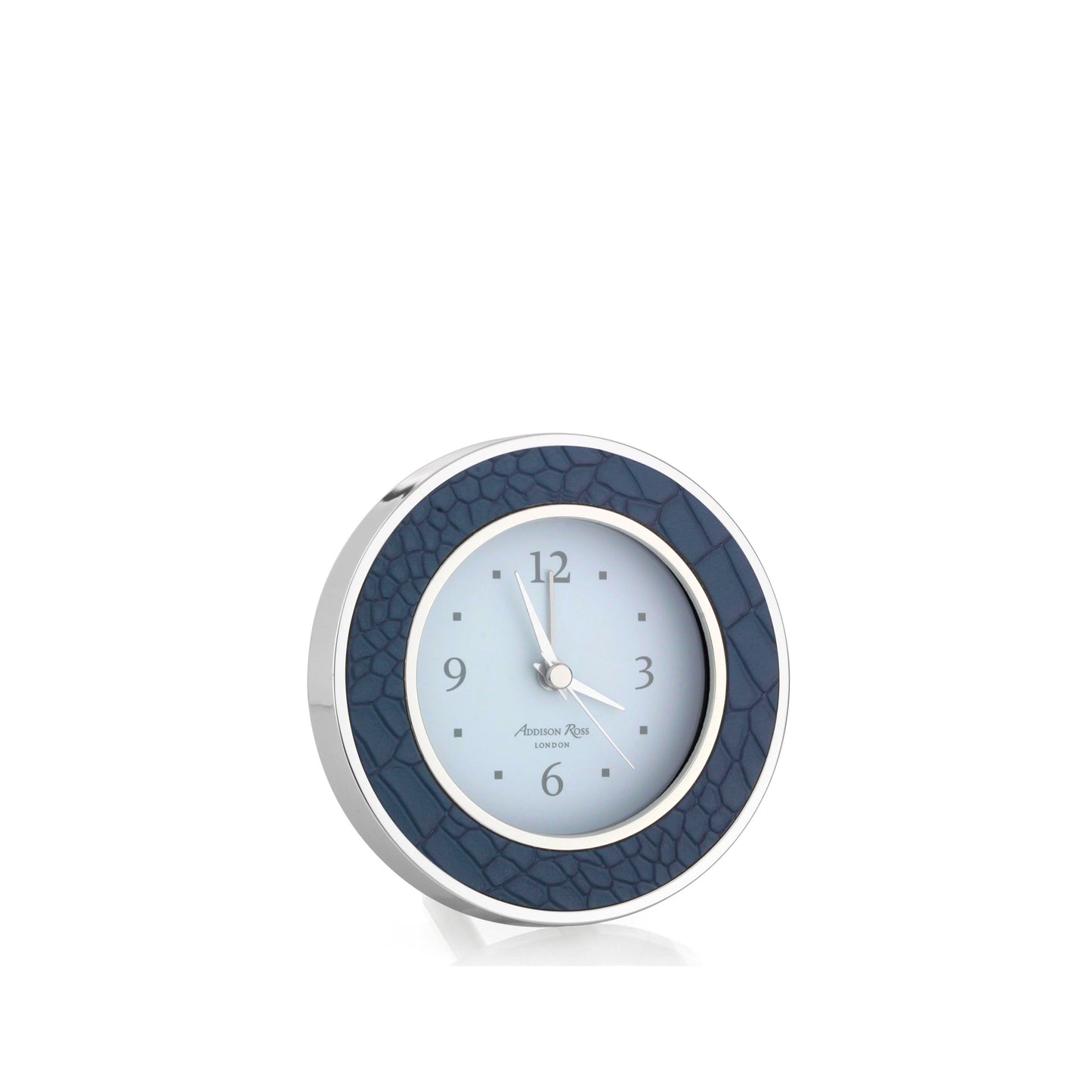 Faux Blue Croc + Silver Alarm Clock
