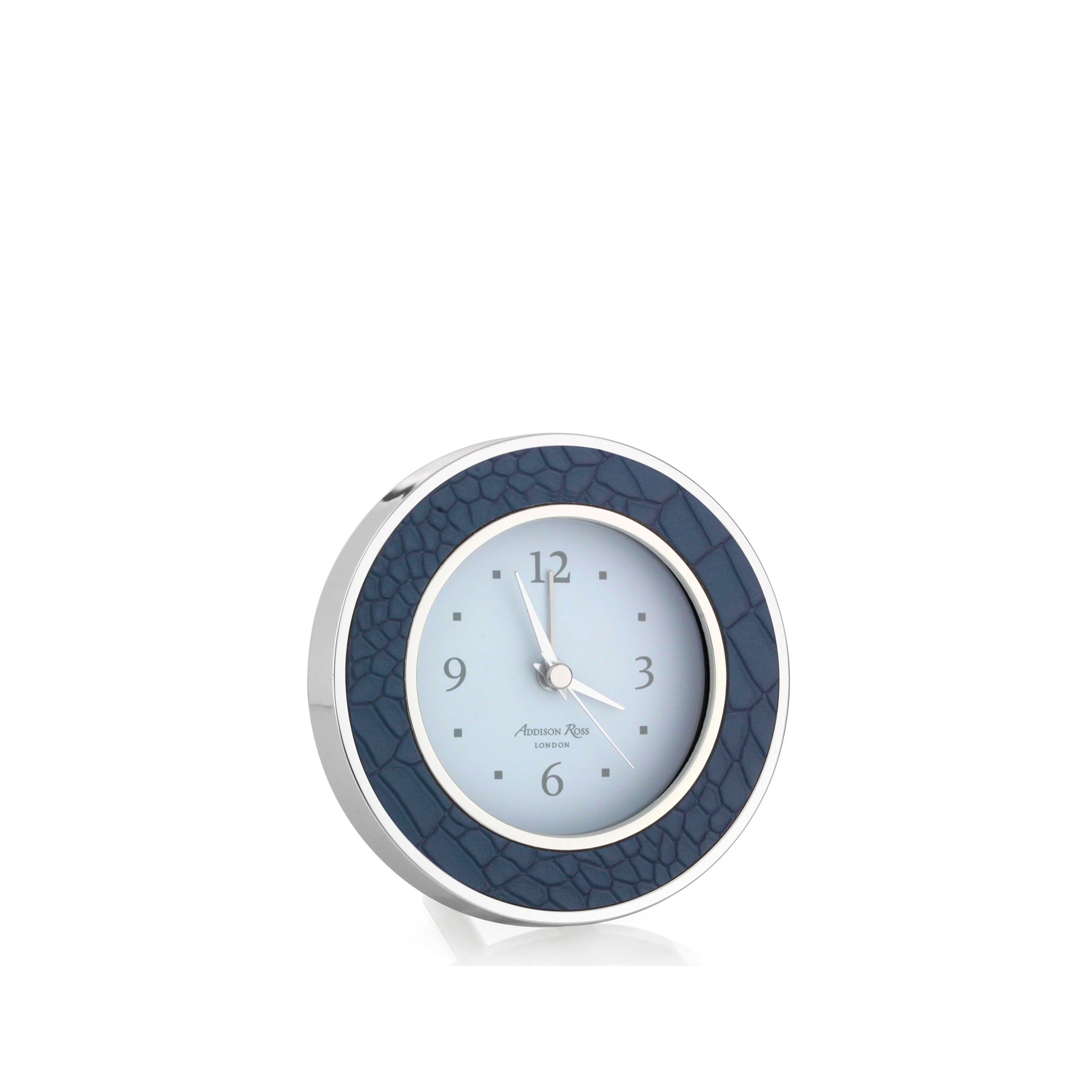 Faux Blue Croc + Silver Alarm Clock