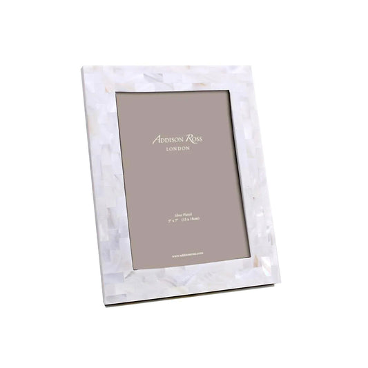 4x6 Mother of Pearl Checkerboard Picture Frame - White