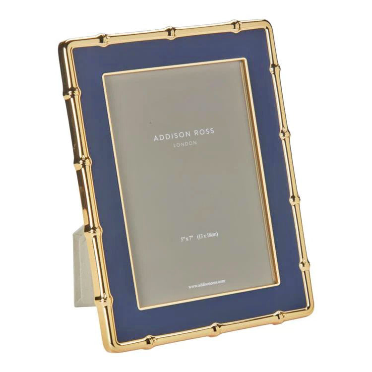 5x7 Navy Enamel + Gold Bamboo Picture Frame