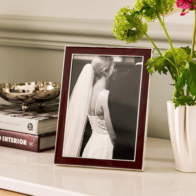 4x6 Enamel + Silver Picture Frame - Cherry