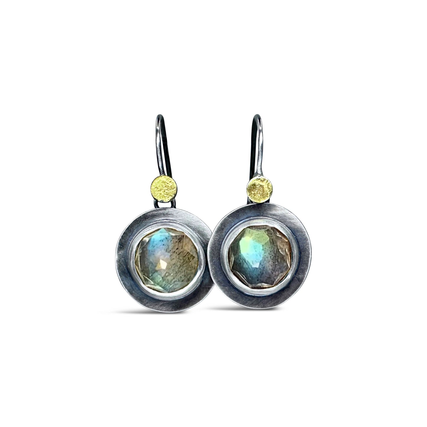 Mixed-Metal ‘Round Dot’ Dangle Earrings with Labradorite
