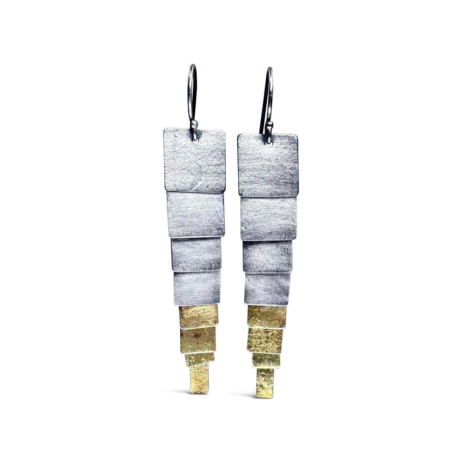 Mixed-Metal ‘Square Pivot’ Drop Earrings