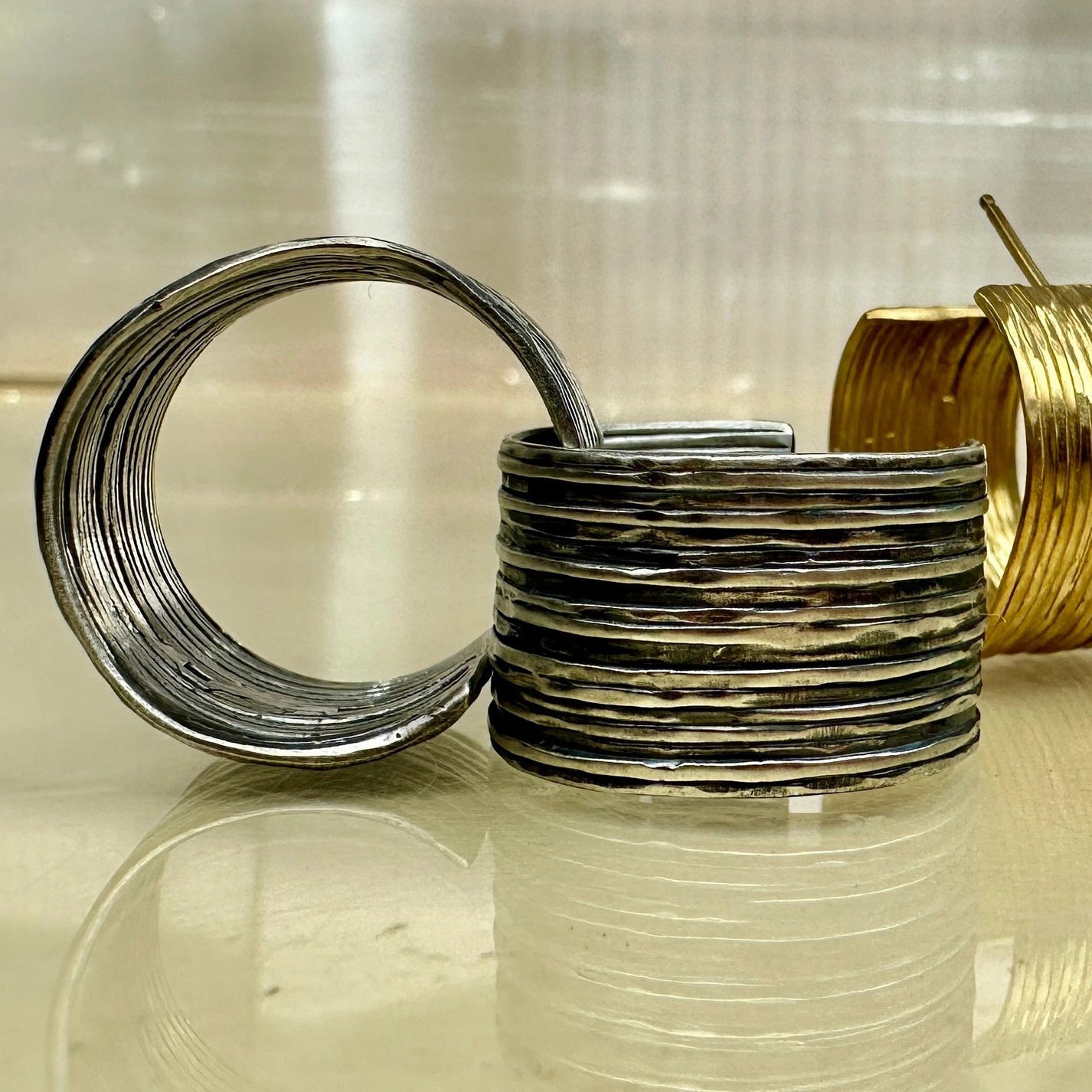 Oxidized Sterling Silver ‘Power Hoop’ Earrings