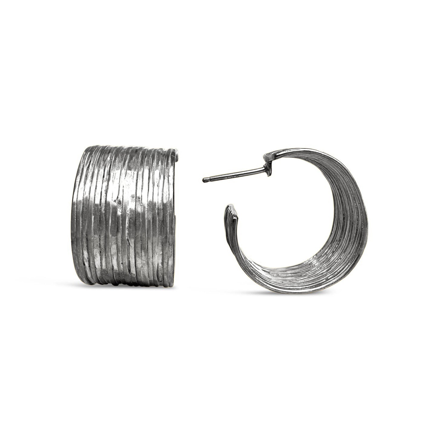 Oxidized Sterling Silver ‘Power Hoop’ Earrings