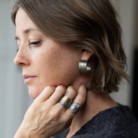 Oxidized Sterling Silver ‘Power Hoop’ Earrings