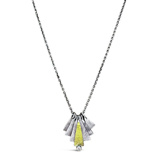 Mixed-Metal ‘Staggered Fan’ Pendant Necklace with Diamond