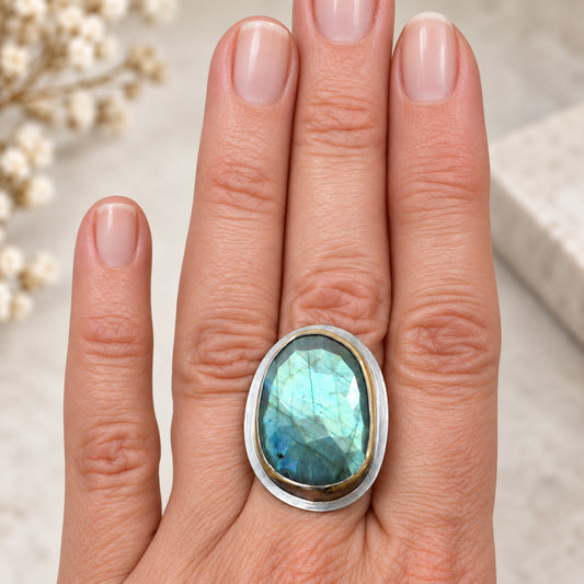 Mixed Metal ‘Labradorite Slab’ Cocktail Ring