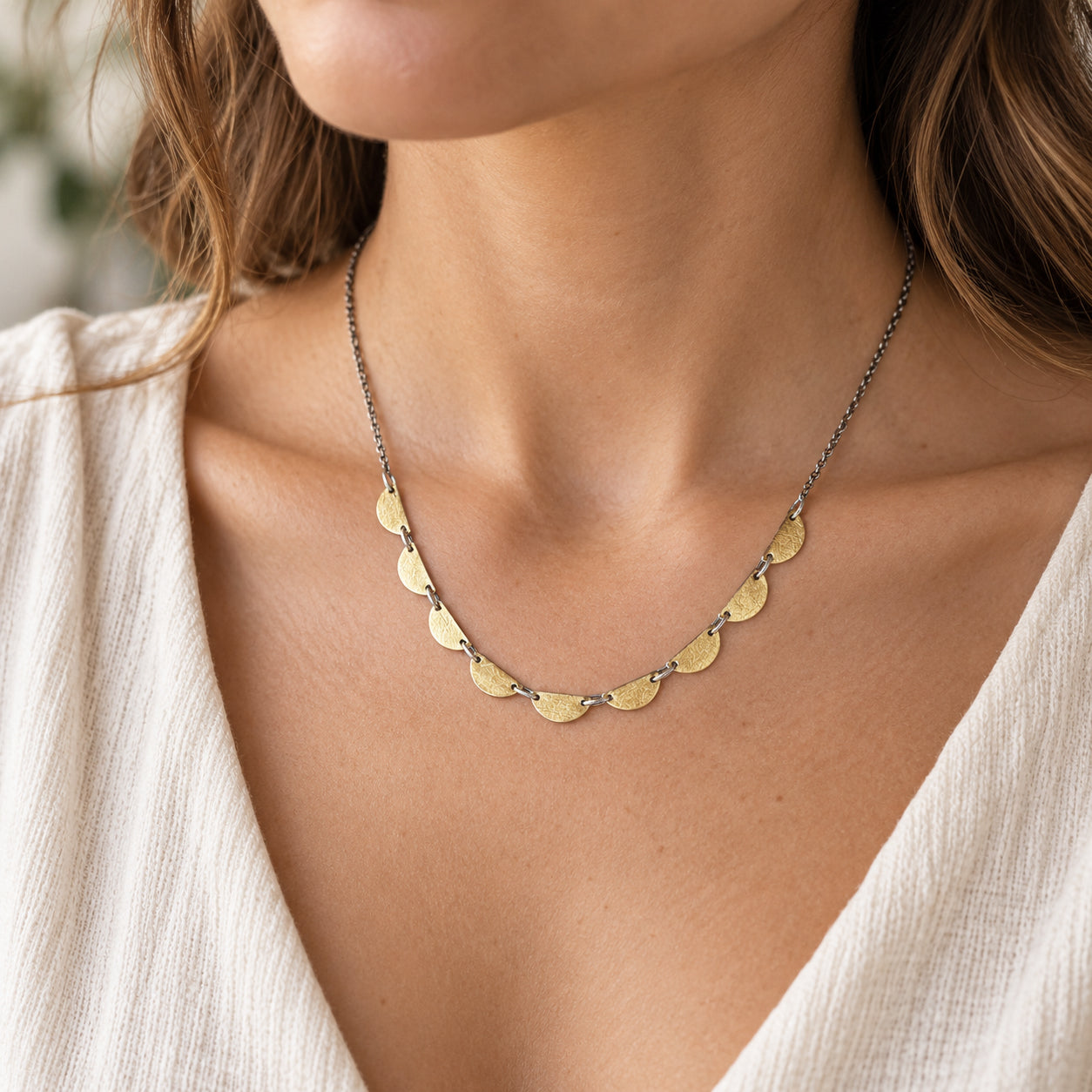 Mixed Metal ‘Petite Hemi’ Reversible Necklace