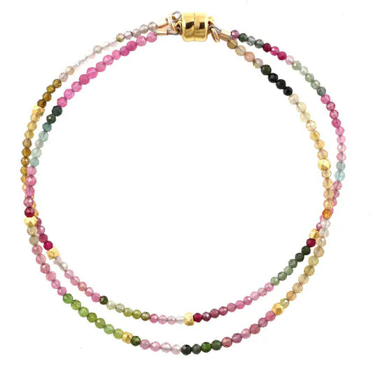Multicolor Tourmaline 2-Strand Gold Bracelet — Gold Vermeil