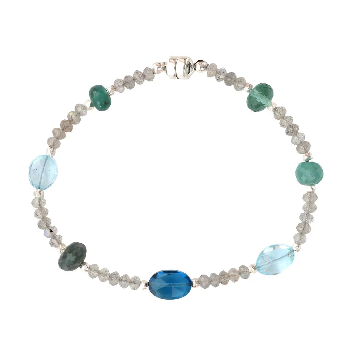 Labradorite, Blue Topaz, Kyanite + Grandidierite Bracelet — Sterling Silver