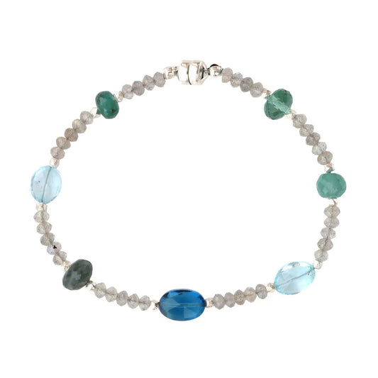 Labradorite, Blue Topaz, Kyanite + Grandidierite Bracelet — Sterling Silver