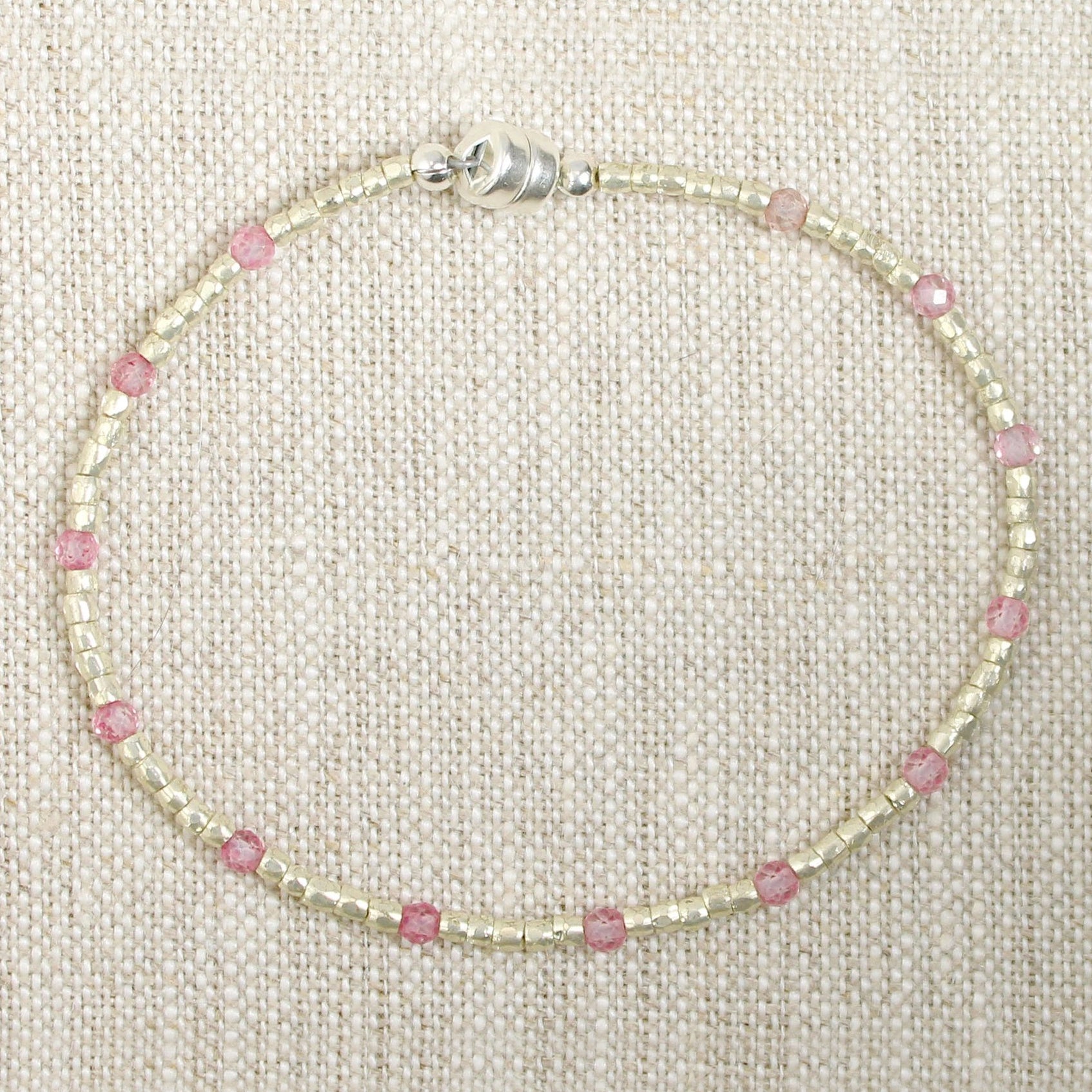 Silver Glass + Pink Topaz Bracelet — Sterling Silver