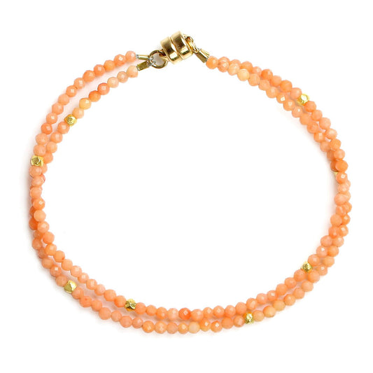 Coral Bead 2-Strand Bracelet — Gold Vermeil