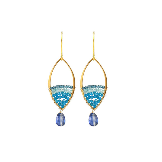Kyanite, Apatite + Blue Quartz Mosaic Gem Earrings