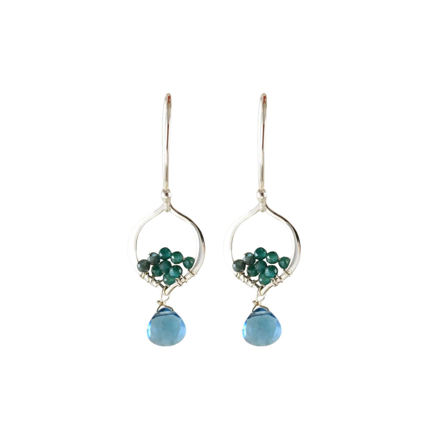 Grandidierite + London Blue Quartz Mosaic Gem Earrings