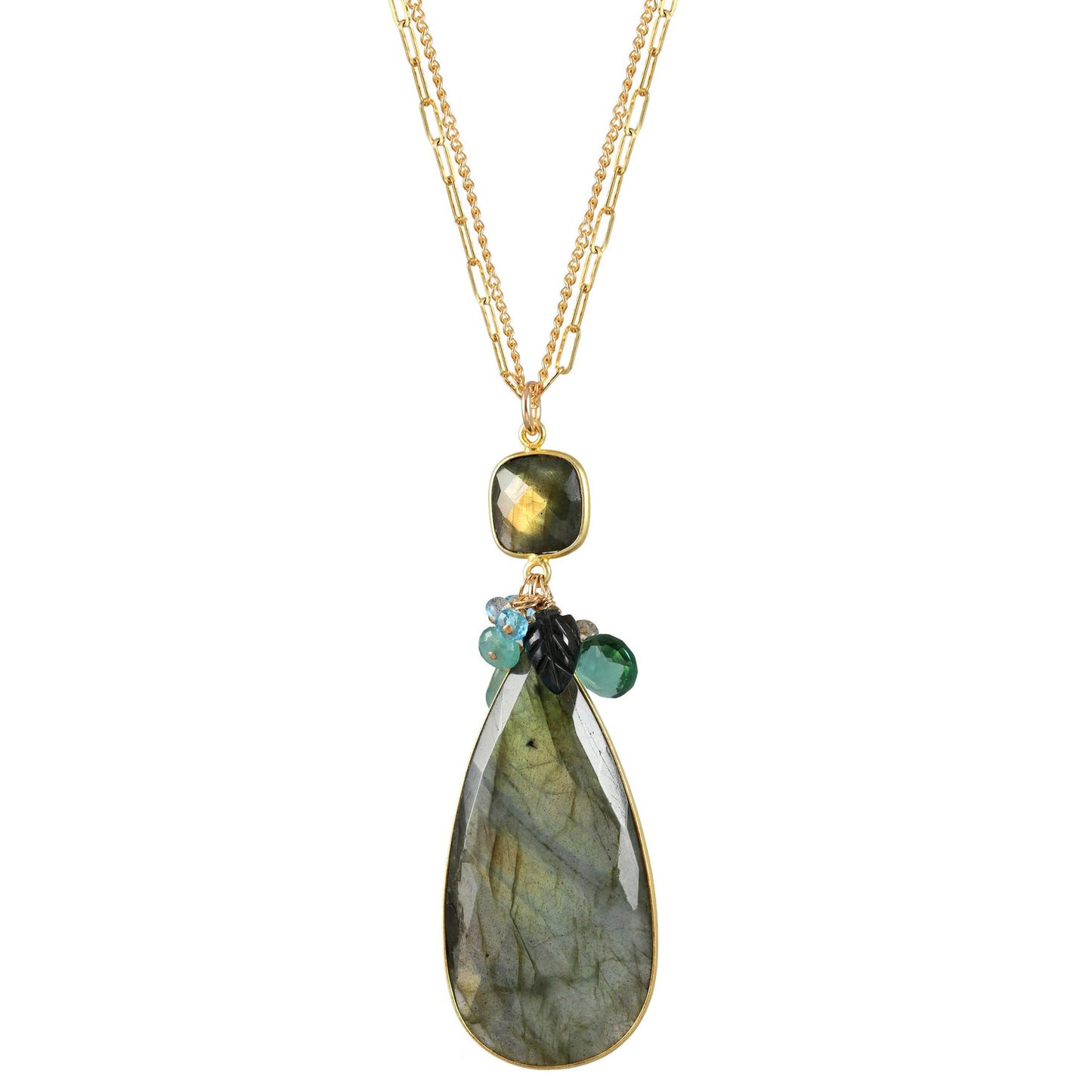 Labradorite + London Blue Topaz Statement Necklace
