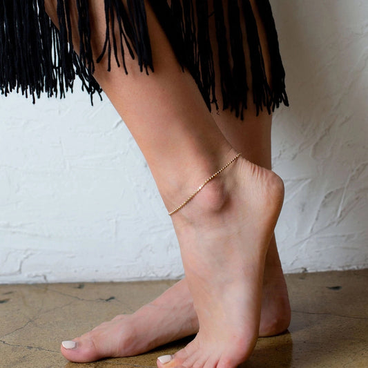 Flat Ball Chain Anklet - 18k Gold Fill