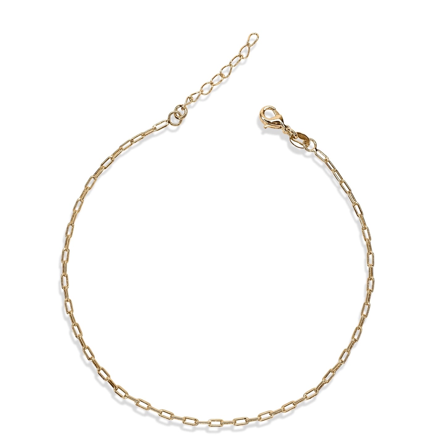 Mini Paperclip Chain Anklet - 18k Gold Fill