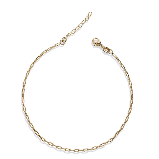 Mini Paperclip Chain Anklet - 18k Gold Fill