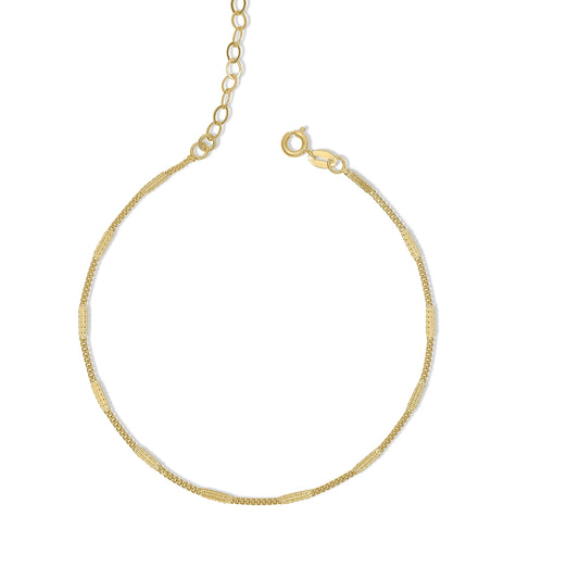 Pressed Chain Anklet - 18k Gold Fill