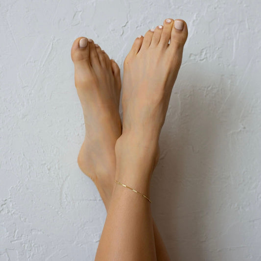 Pressed Chain Anklet - 18k Gold Fill