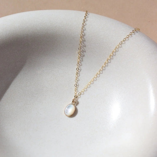 Mother of Pearl Pendant Necklace - Gold Fill