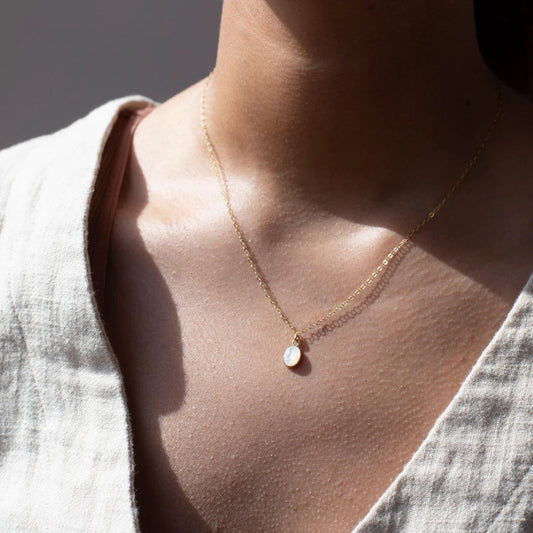 Mother of Pearl Pendant Necklace - Gold Fill
