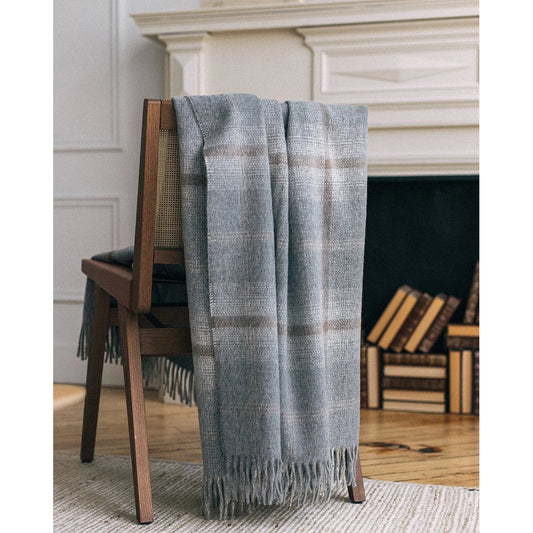 Awenda Alpaca/Wool Blend Throw - Grey/Dark Taupe