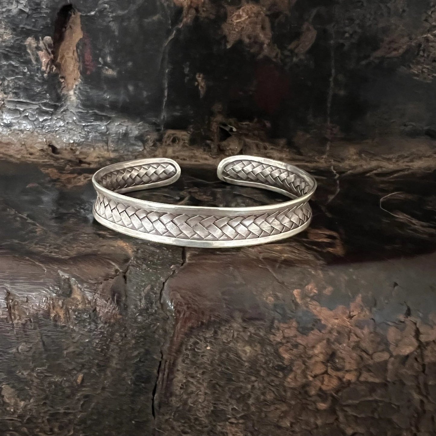 Silver Woven Cuff Bracelet