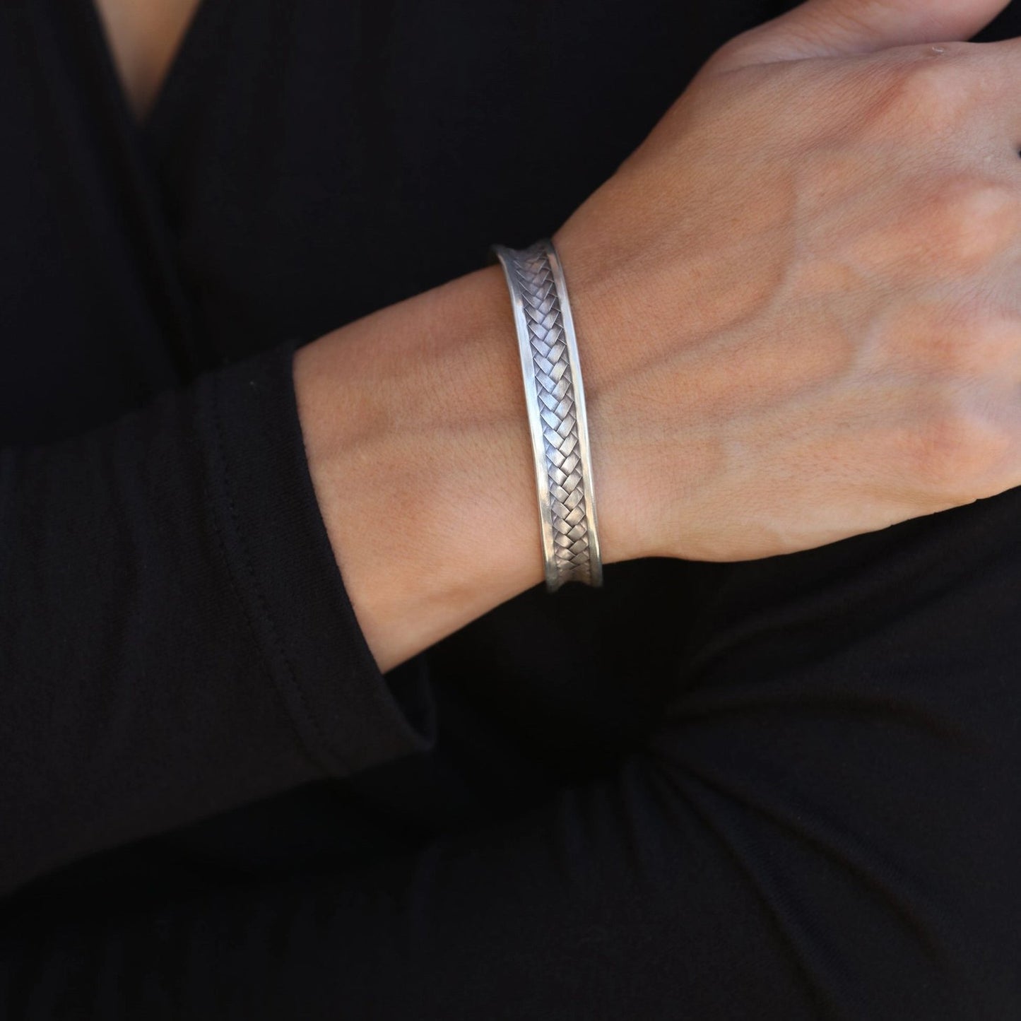 Silver Woven Cuff Bracelet