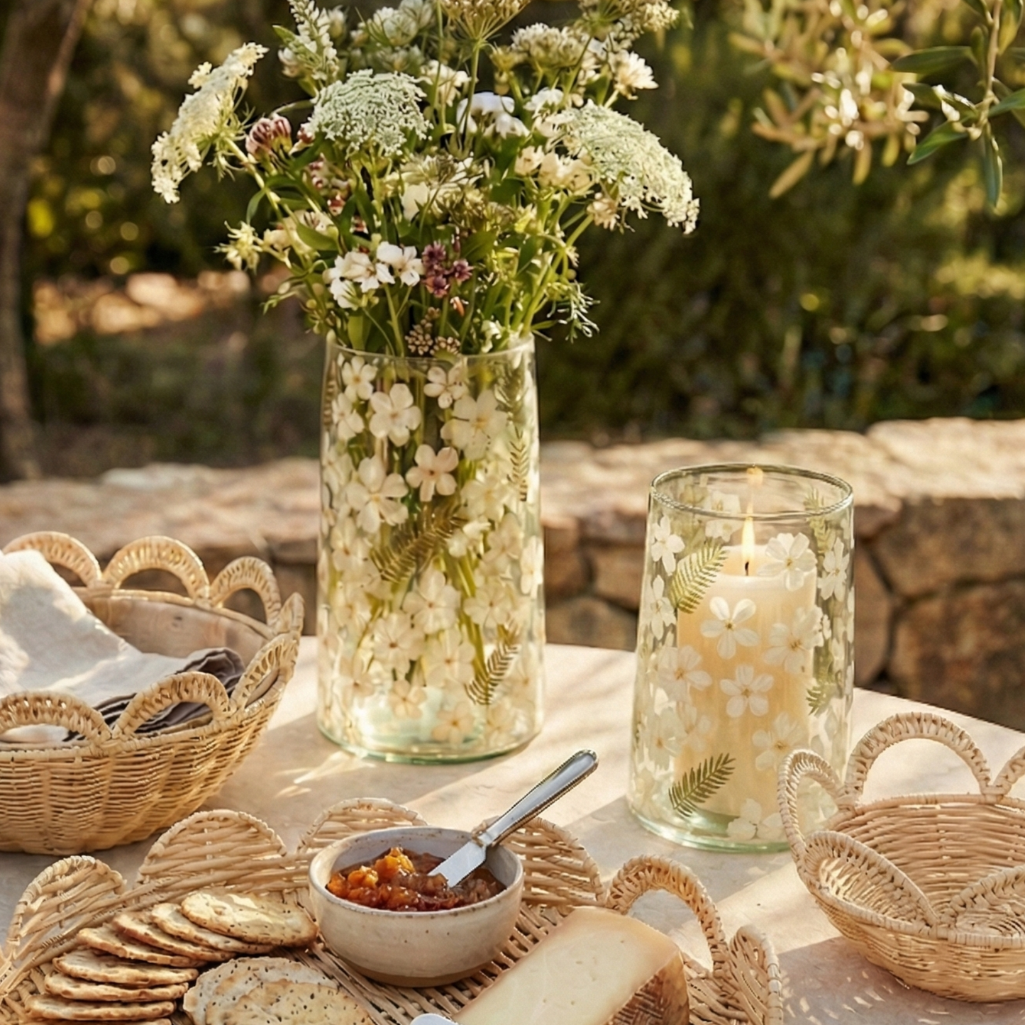 Dried Floral Glass Hurricane - Medium