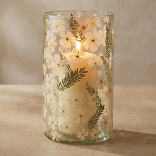 Dried Floral Glass Hurricane - Large