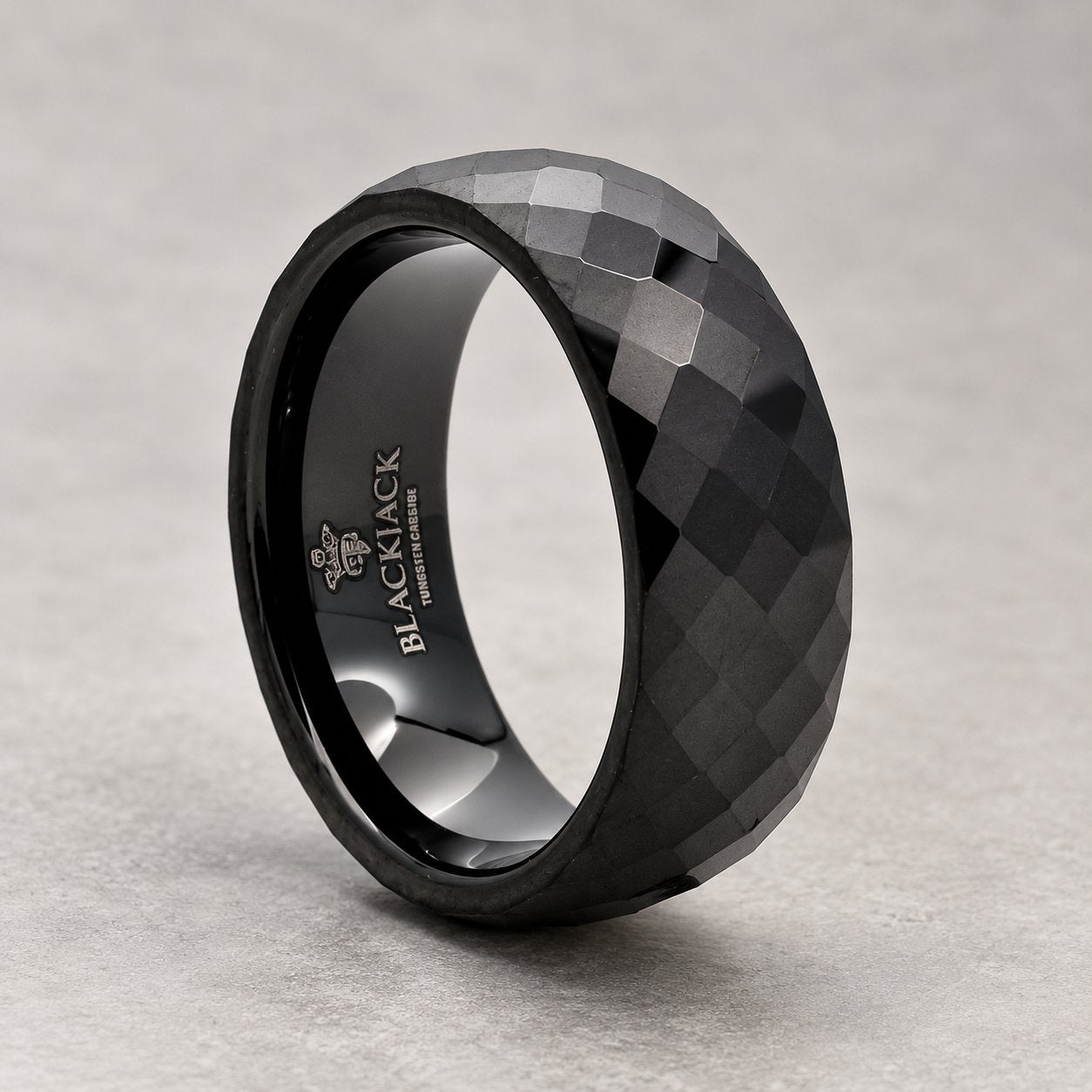 Men’s Black Faceted Tungsten Band Ring