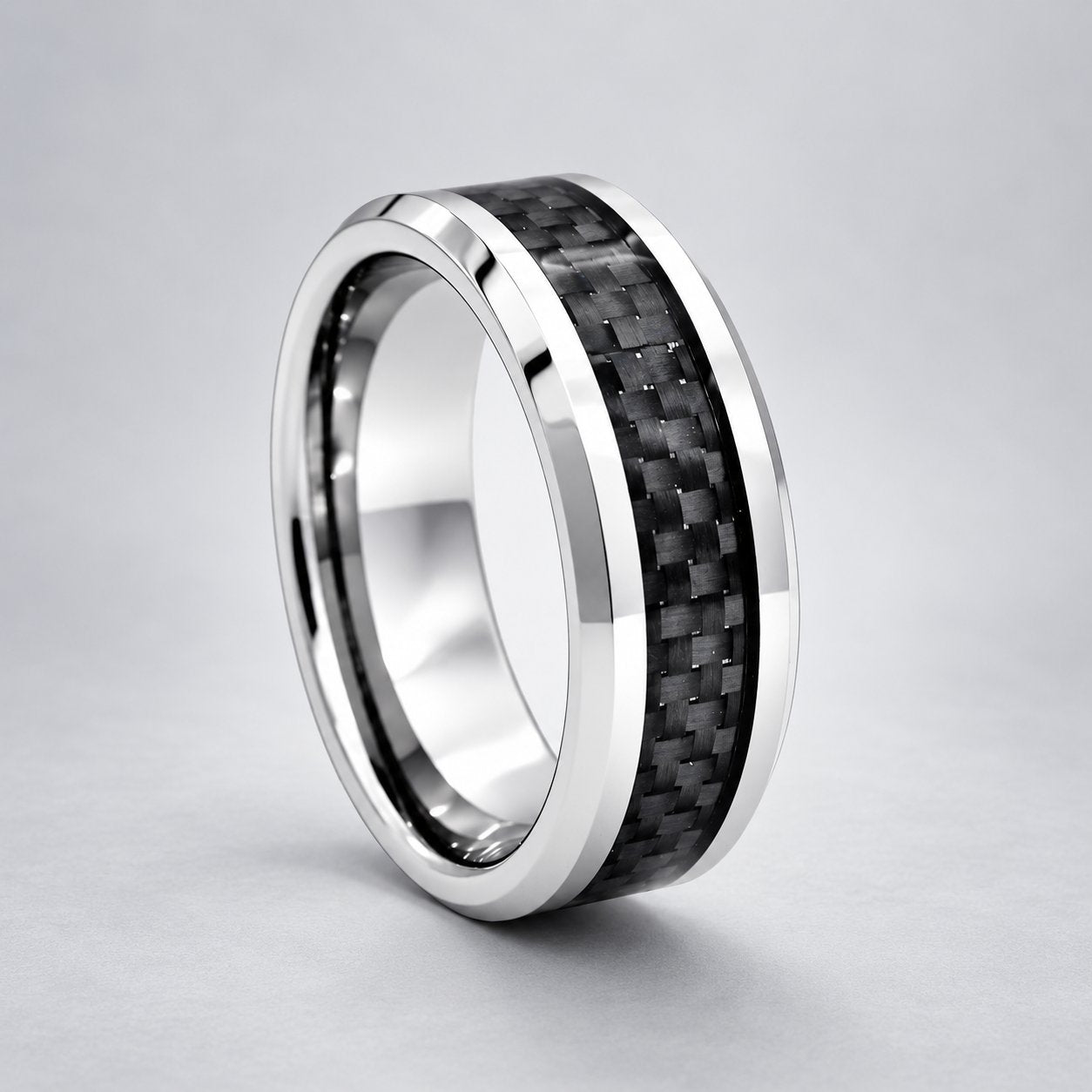Men’s Tungsten Band Ring with Carbon Fiber