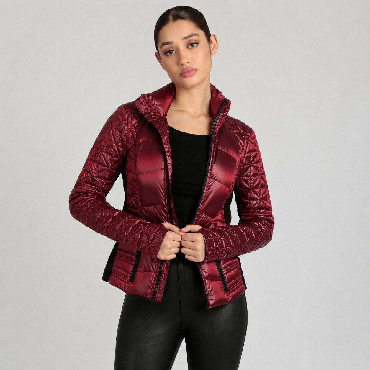 Lightweight Down Filled Packable Puffer Jacket - Wine