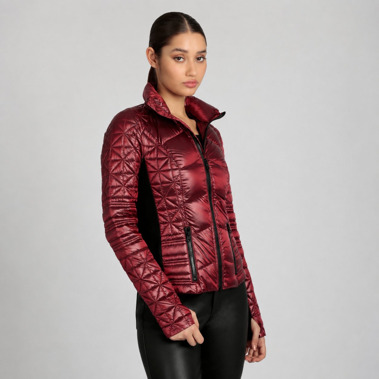 Lightweight Down Filled Packable Puffer Jacket - Wine