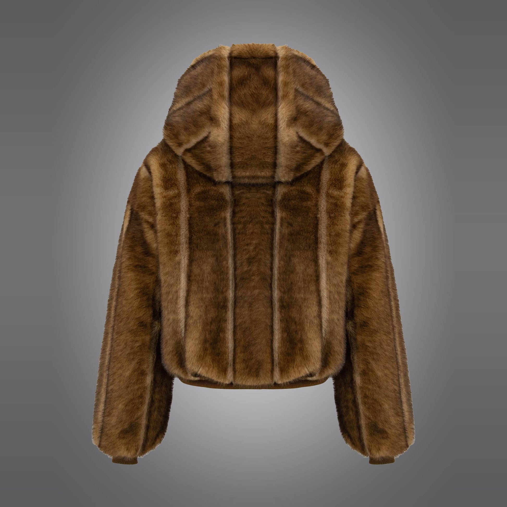 Reversible Quilted Faux Fur Hoodie Jacket – Tawny