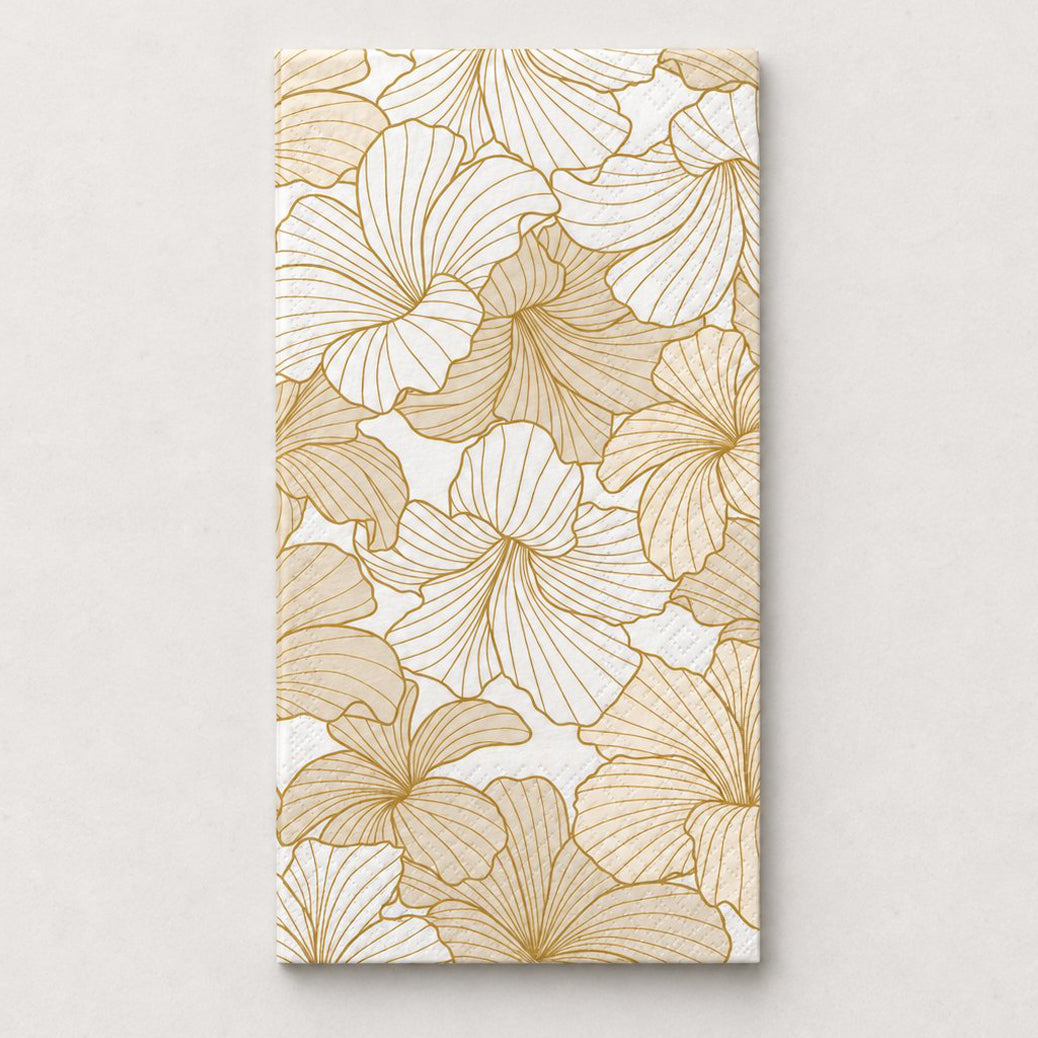 White + Gold Hibiscus Paper Guest Towels