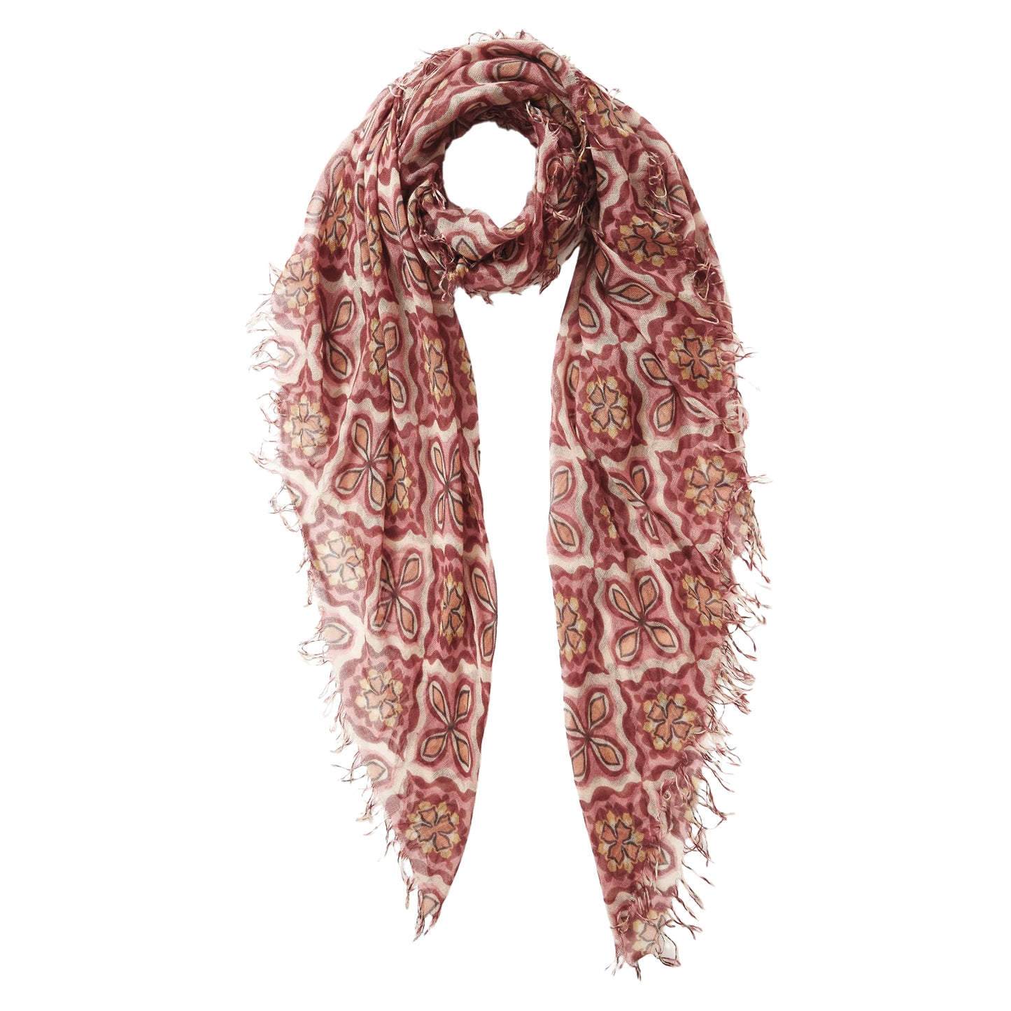 Silk/Cashmere Scarf - Pomegranate Crux Pattern