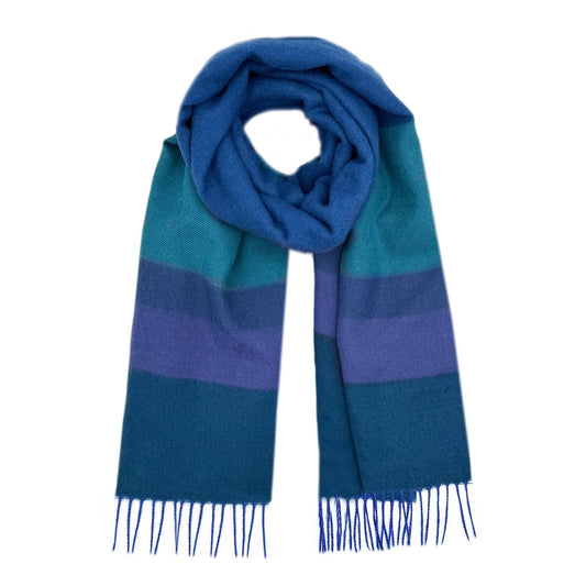 Baby Alpaca Striped Scarf - Adriatic