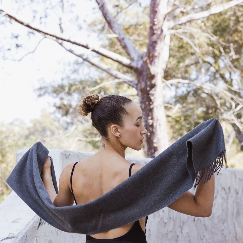 Baby Alpaca Solid Scarf - Carbon