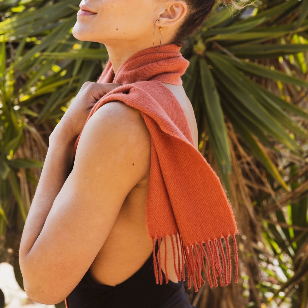 Baby Alpaca Solid Scarf - Crimson